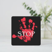 Bold Red Handprint "STOP" Warning Symbol – Activis Einladung (Stehend Vorderseite)
