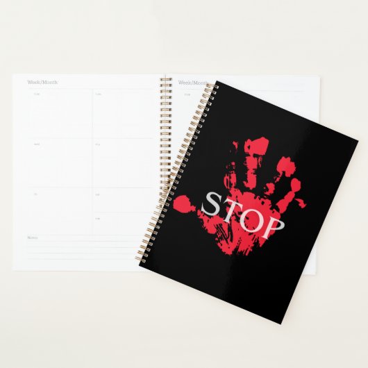 Bold Red Handprint "STOP" Warning Symbol – Activis Planer (Anzeige)