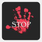 Bold Red Handprint "STOP" Warning Symbol – Activis Quadratischer Aufkleber (Vorderseite)
