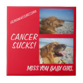 Bold Red Hemangiosarcoma Dog Cancer Tribute Fliese (Vorderseite)