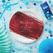 Bold Red Imitats Foil Paint Stroke Pappteller (Party)