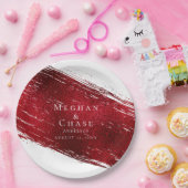 Bold Red Imitats Foil Paint Stroke Pappteller (Party)