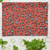 Bold Red Leopard Animal Print Glam 1 Geschirrtuch (Gefaltet)