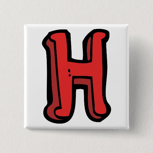 Bold Red Letter H Fun Alphabet Button (Vorderseite)