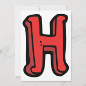 Bold Red Letter H Fun Alphabet Einladung (Vorderseite)