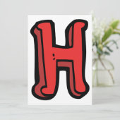 Bold Red Letter H Fun Alphabet Einladung (Stehend Vorderseite)