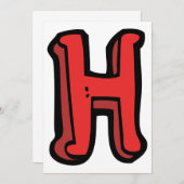 Bold Red Letter H Fun Alphabet Einladung (Vorne/Hinten)