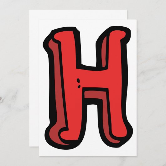 Bold Red Letter H Fun Alphabet Einladung (Vorne/Hinten)