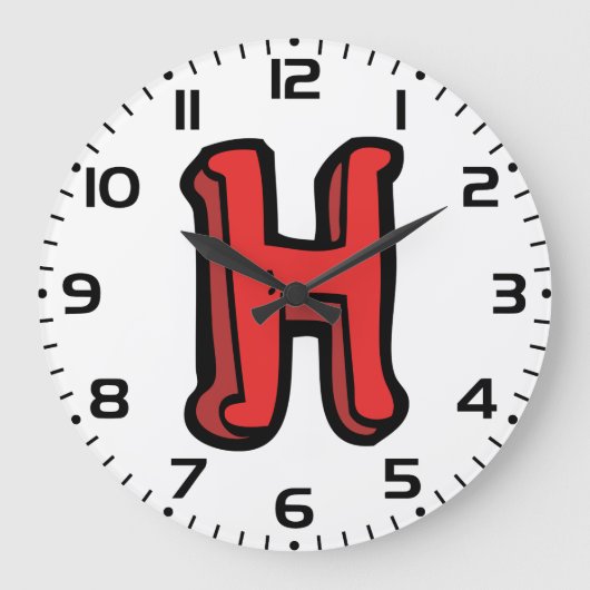 Bold Red Letter H Fun Alphabet Große Wanduhr (Vorderseite)