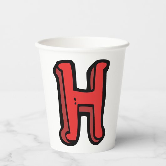 Bold Red Letter H Fun Alphabet Pappbecher (Vorderseite)