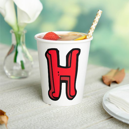 Bold Red Letter H Fun Alphabet Pappbecher