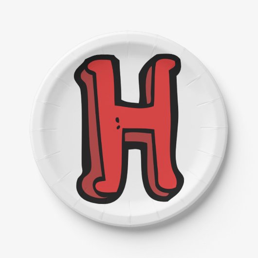 Bold Red Letter H Fun Alphabet Pappteller (Vorderseite)