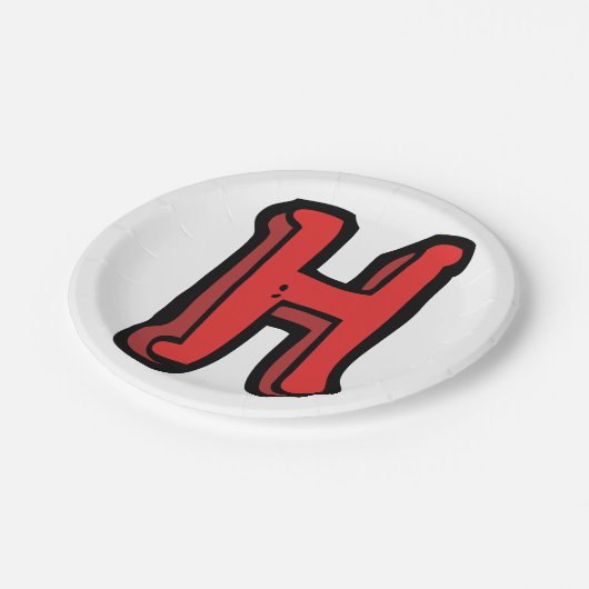 Bold Red Letter H Fun Alphabet Pappteller (Schrägansicht)
