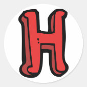 Bold Red Letter H Fun Alphabet Runder Aufkleber (Vorderseite)