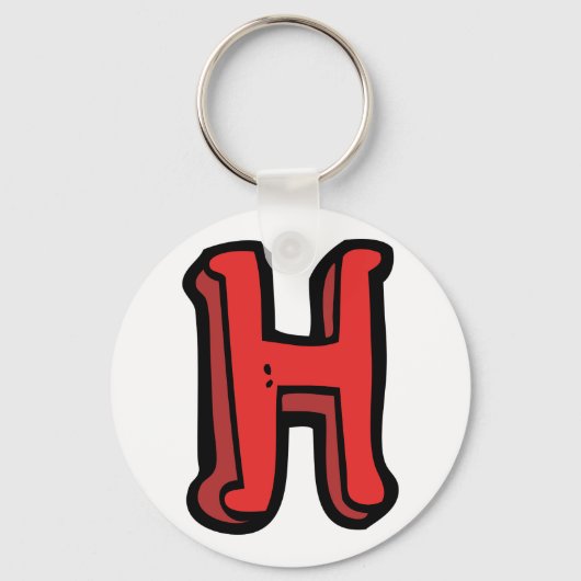 Bold Red Letter H Fun Alphabet Schlüsselanhänger (Rückseite)