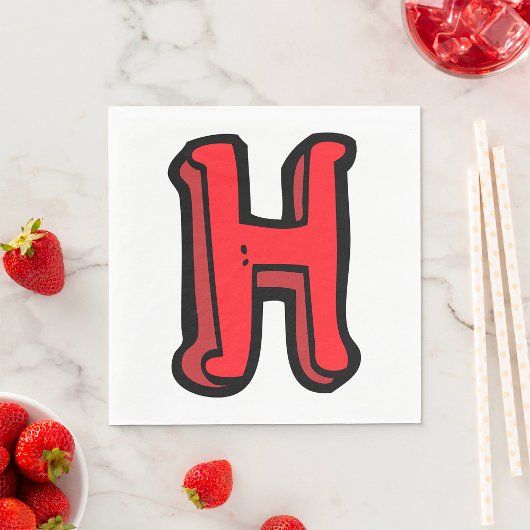 Bold Red Letter H Fun Alphabet Serviette