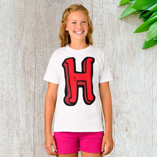 Bold Red Letter H Fun Alphabet T-Shirt
