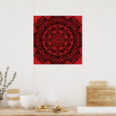 Bold Red Mechanical Abstrakt Mandala Art Poster (Küche)