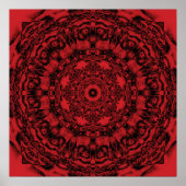 Bold Red Mechanical Abstrakt Mandala Art Poster (Vorne)