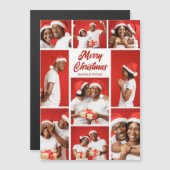 Bold Red Merry Christmas Photo Collage Magnet Card (Vorne/Hinten)