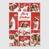 Bold Red Merry Christmas Photo Collage Magnet Card (Vorderseite)