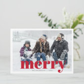 Bold Red Merry Foto Family Weihnachten Moderne (Stehend Vorderseite)
