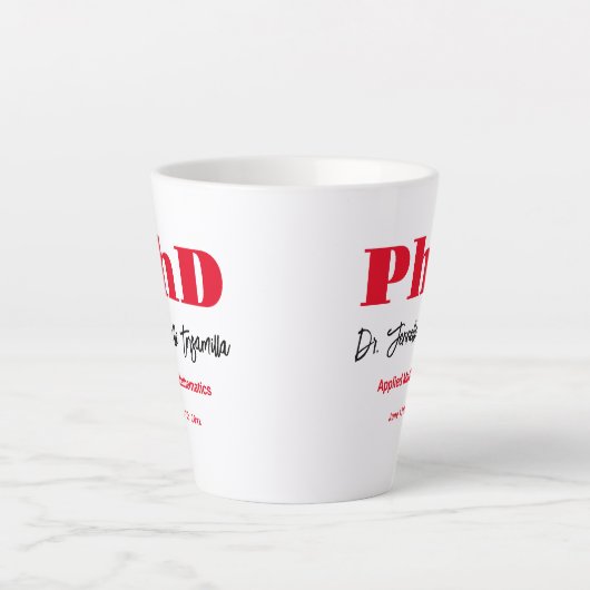 Bold Red Name PhD Abschluss Milchtasse (Vorderseite)