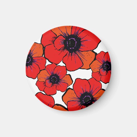 Bold Red Orange Poppies Magnet (Vorne)