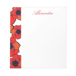 Bold Red Orange Poppies Notizblock