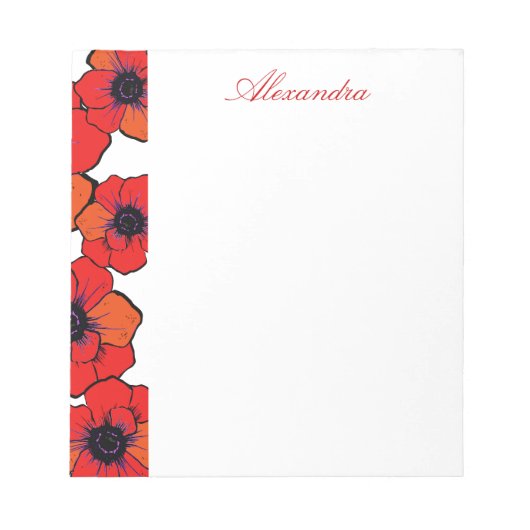 Bold Red Orange Poppies Notizblock (Vorderseite)