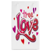 Bold Red Pink Script True Love Kleine Geschenktüte (Rückseite)