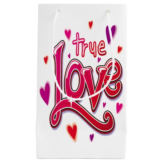 Bold Red Pink Script True Love Kleine Geschenktüte (Vorderseite)