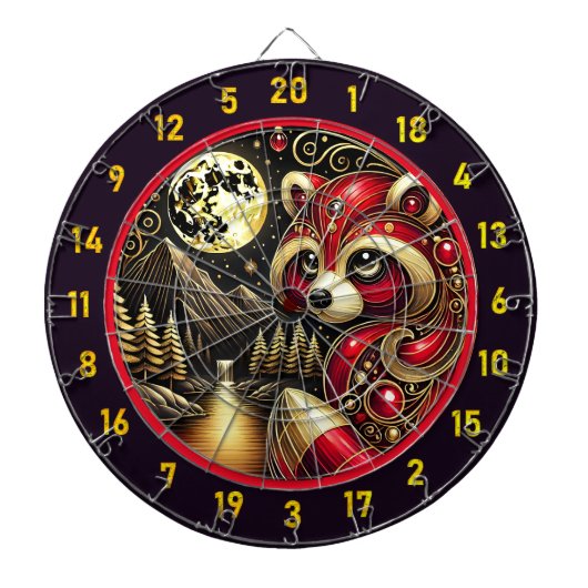 Bold Red Raccoon Illuminiert Rustikalen Charme Dartscheibe (vorne)