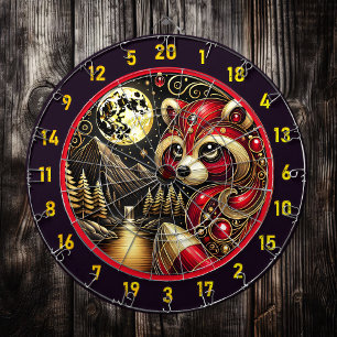 Bold Red Raccoon Illuminiert Rustikalen Charme Dartscheibe