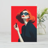 Bold Red Retro Glamour Einladung (Stehend Vorderseite)