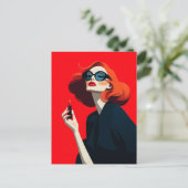 Bold Red Retro Glamour Postkarte (Stehend Vorderseite)