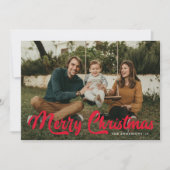 Bold Red Retro Script Frohe Weihnachten 2 Foto (Vorderseite)