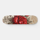 Bold Red Rose Decoupage Inspired Collage Skateboard (Horizontal)