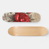 Bold Red Rose Decoupage Inspired Collage Skateboard (Horizontal)