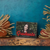 Bold Red Script Abschluss Foto Fotoplatte (Seite)