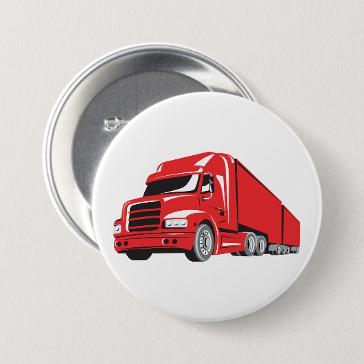 Bold Red Semi Truck Big Rig Trucker Button (Vorne & Hinten)