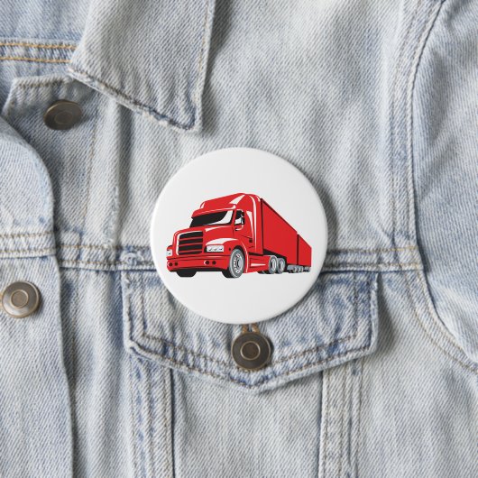 Bold Red Semi Truck Big Rig Trucker Button (Beispiel)