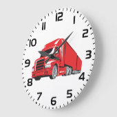 Bold Red Semi Truck Big Rig Trucker Große Wanduhr (Winkel)