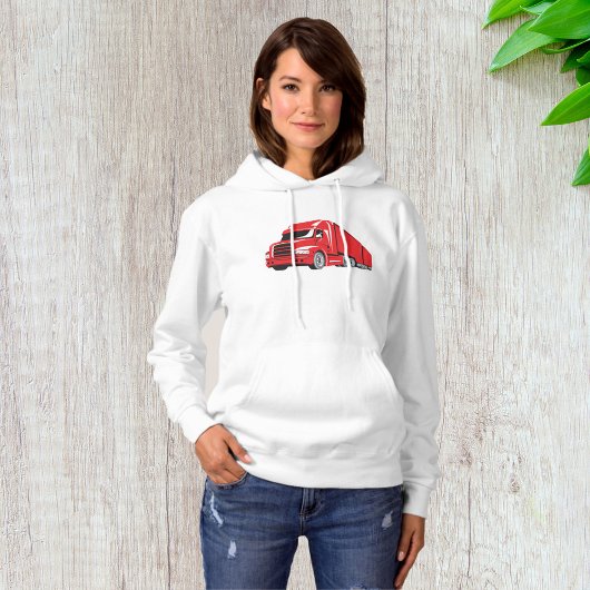 Bold Red Semi Truck Big Rig Trucker Hoodie