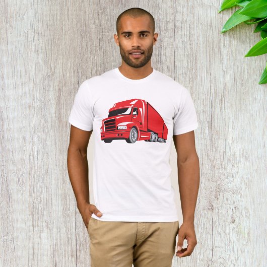 Bold Red Semi Truck Big Rig Trucker T-Shirt