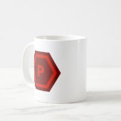 Bold Red Single Letter Monogram in Hexagons Kaffeetasse (Vorderseite Links)