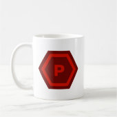 Bold Red Single Letter Monogram in Hexagons Kaffeetasse (Links)