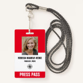 BOLD RED SPECIAL EVENT PRESS PASS - Foto I.D. Ausweis (Vorderseite mit Schlüsselband)