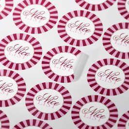 Bold red stripe Nice list Christmas Party sticker