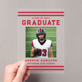Bold Red Stripes Athletic Photo Graduation Acryleinladungen (Insitu (Handheld))